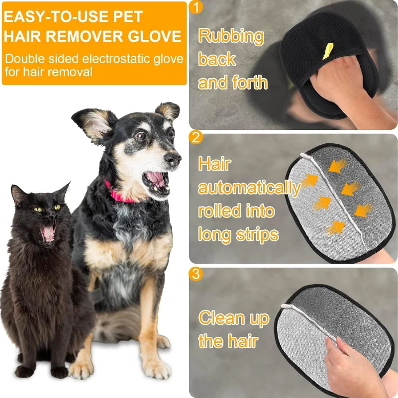 š¾ FurEase⢠ā Dual-Sided Pet Grooming Gloves