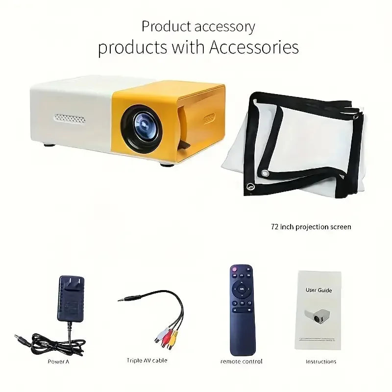 🎬 CineView™ – Portable HD Mini Projector with 72” Scree