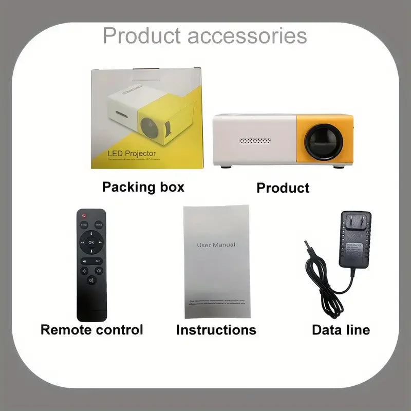 🎬 CineView™ – Portable HD Mini Projector with 72” Scree