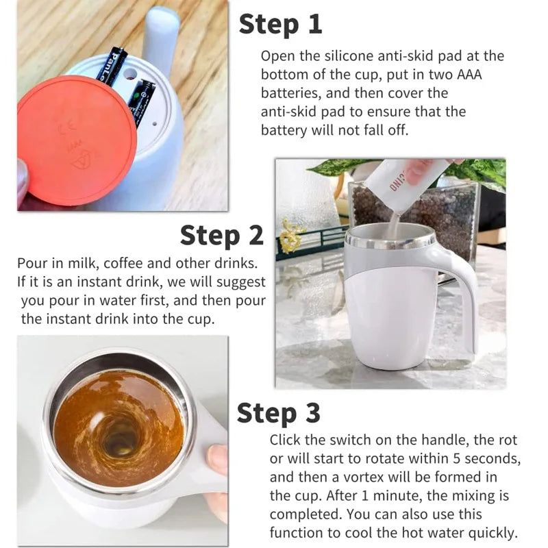 ☕ MixSip™ – Auto-Stirring Mug
